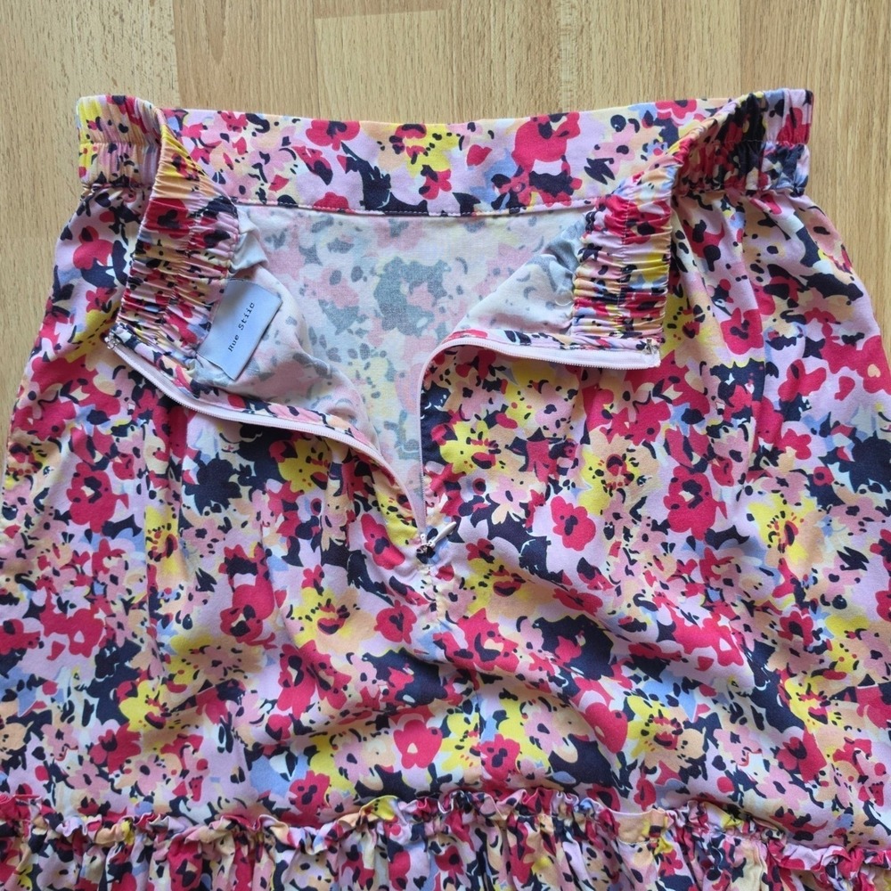 Rue Stiic Design Australia Floral Tiered Maxi Skirt XS / S Pink Yellow Boho - Picture 7 of 10